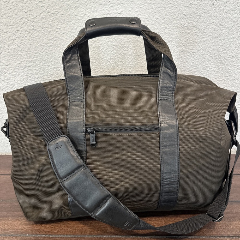 Tumi G4 Brown Ballistic Nylon Travel Satchel Duffel Bag Leather Trim Euc